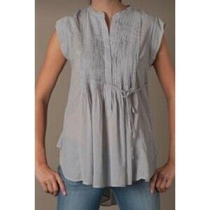 By Malene Birger Hinano Pintuck Top Dusty Gray S 36 Semi Sheer Lightweight